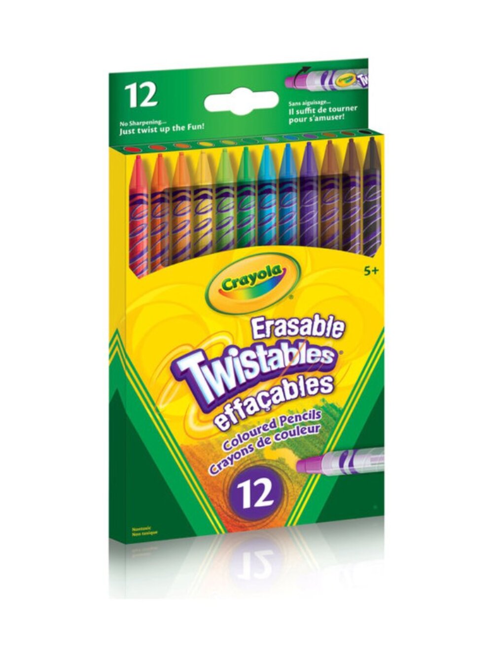Crayola Erasable Twistables Coloured Pencils 12ct  New in Box Add-On Item Age 5+